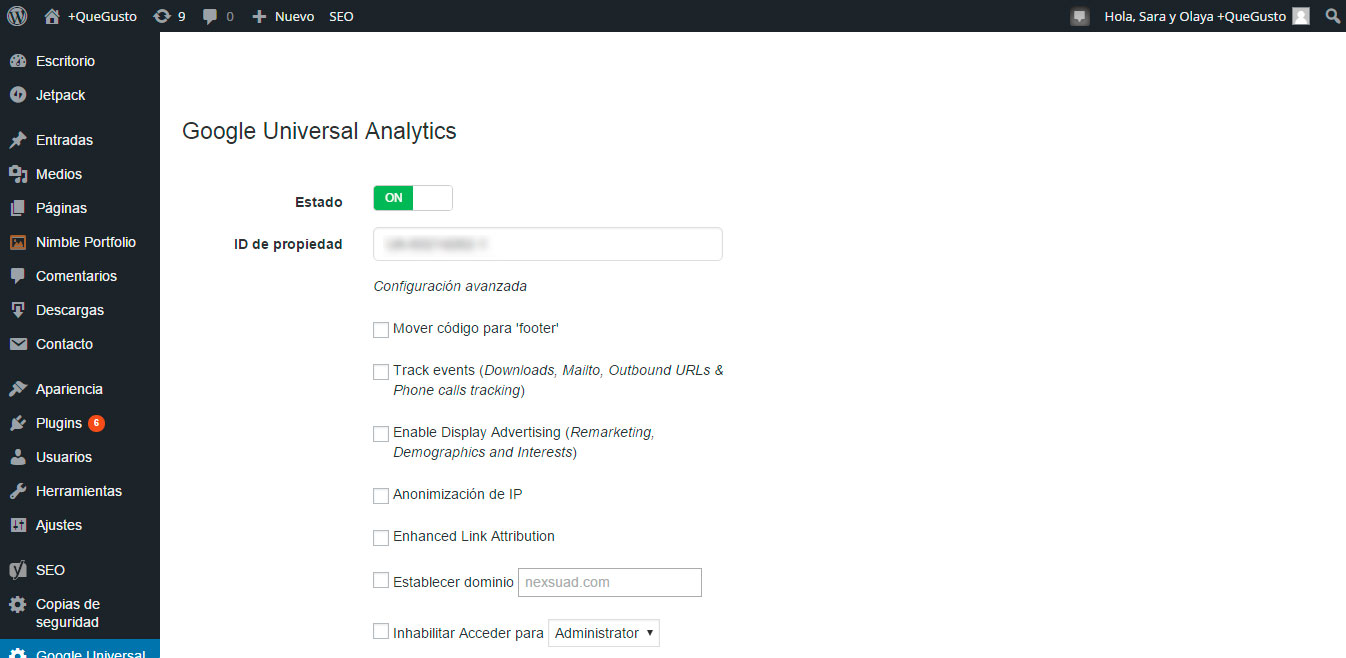Plugin Google Universal Analytics
